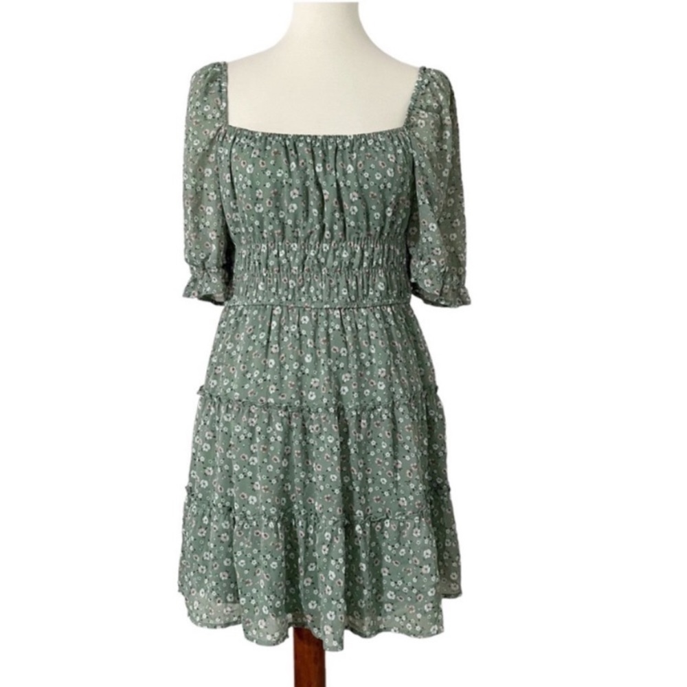 NWT TRIXXI Green & Pink Flower Dress